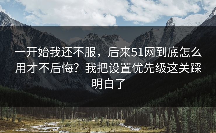 一开始我还不服，后来51网到底怎么用才不后悔？我把设置优先级这关踩明白了